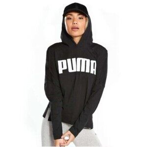PUMA Urban Hooded Sports Tee Street Wear Lightweight Shirt Black M